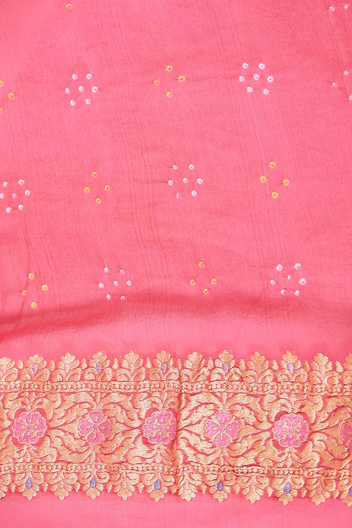 Blush Pink Bandhani Wedding Saree Set by Peeli Kothi at Pernia's Pop Up Shop