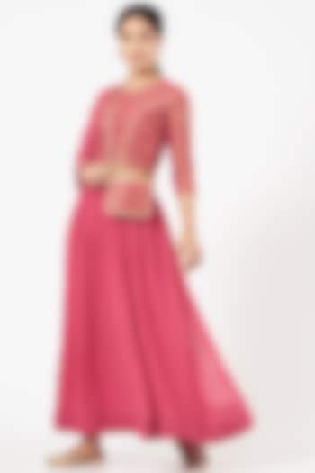 Rani Pink Georgette Wedding Lehenga Set by Peenacolada at Pernia's Pop Up Shop