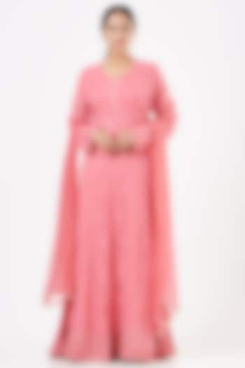 Blush Pink Embroidered Party Wear Anarkali Set by Peenacolada at Pernia's Pop Up Shop
