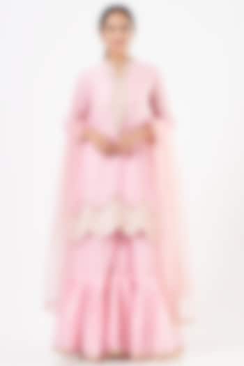 Blush Pink Chanderi Gharara Set by Peenacolada at Pernia's Pop Up Shop