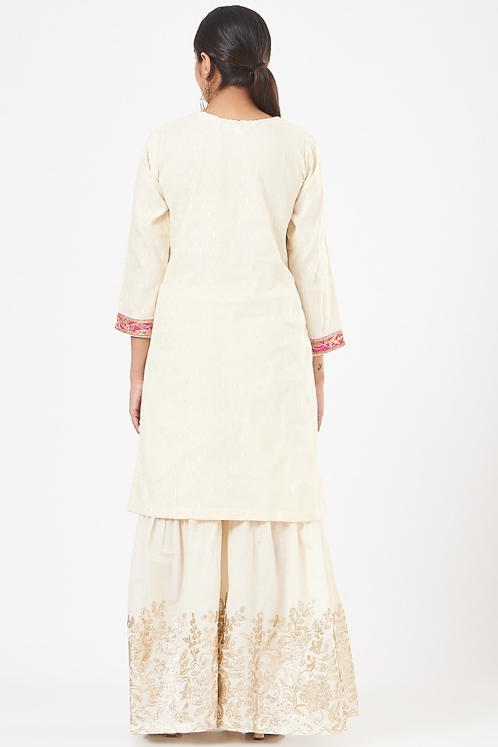 Cream Embroidered Kurta Set by Peenacolada at Pernia's Pop Up Shop