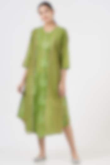 Mehendi Green Embroidered Dress by Peenacolada