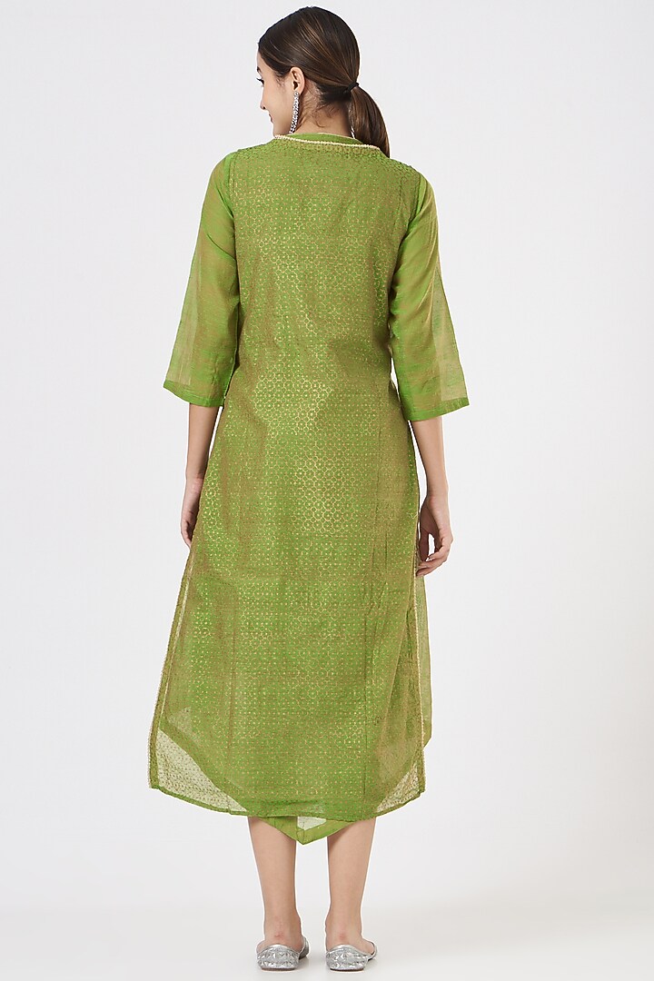 Mehendi Green Embroidered Summer Dress by Peenacolada at Pernia's Pop Up Shop