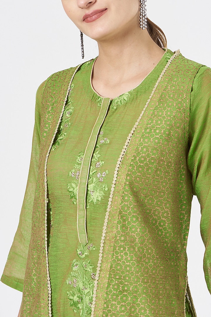 Mehendi Green Embroidered Summer Dress by Peenacolada at Pernia's Pop Up Shop
