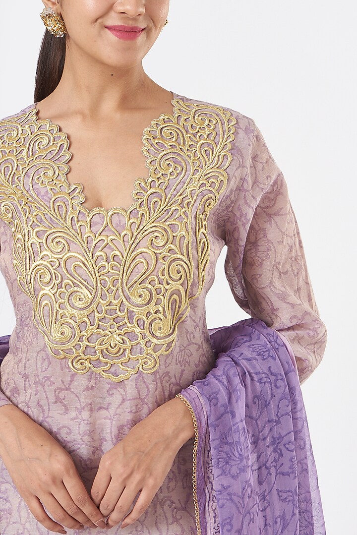 Mauve Printed Sharara Set by Peenacolada at Pernia's Pop Up Shop