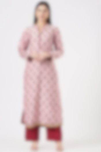 Light Pink Chanderi Kurta Set by Peenacolada at Pernia's Pop Up Shop