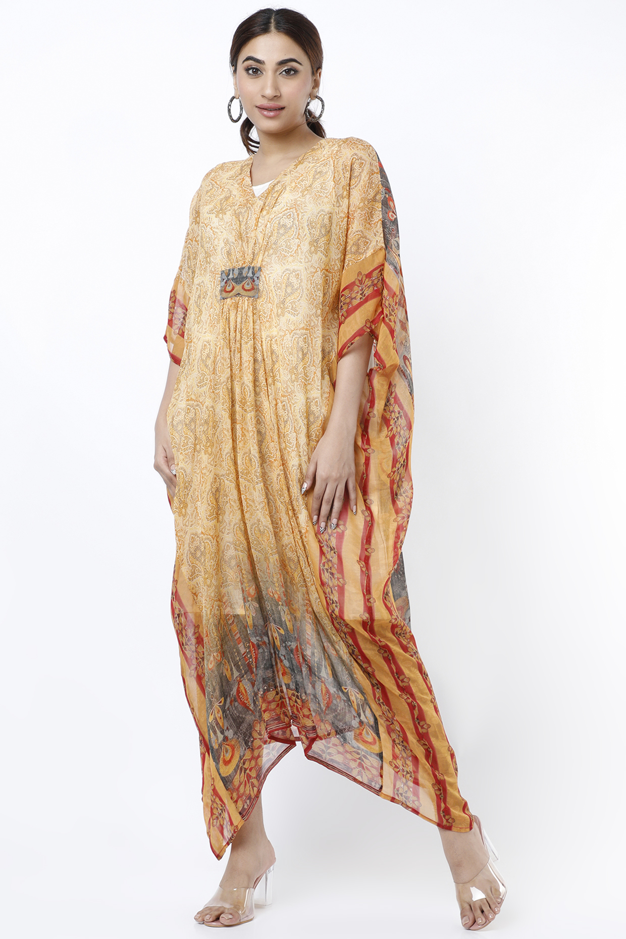 Yellow Digital Printed Kaftan by Peenacolada at Pernia's Pop Up Shop