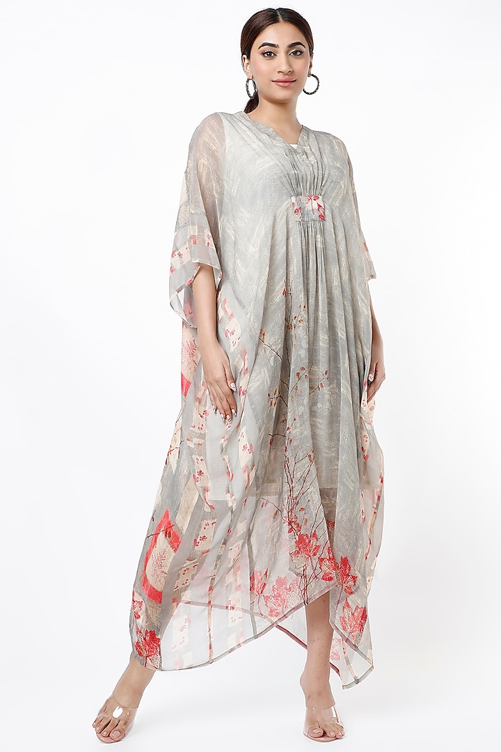 Grey Digital Printed Kaftan by Peenacolada at Pernia's Pop Up Shop