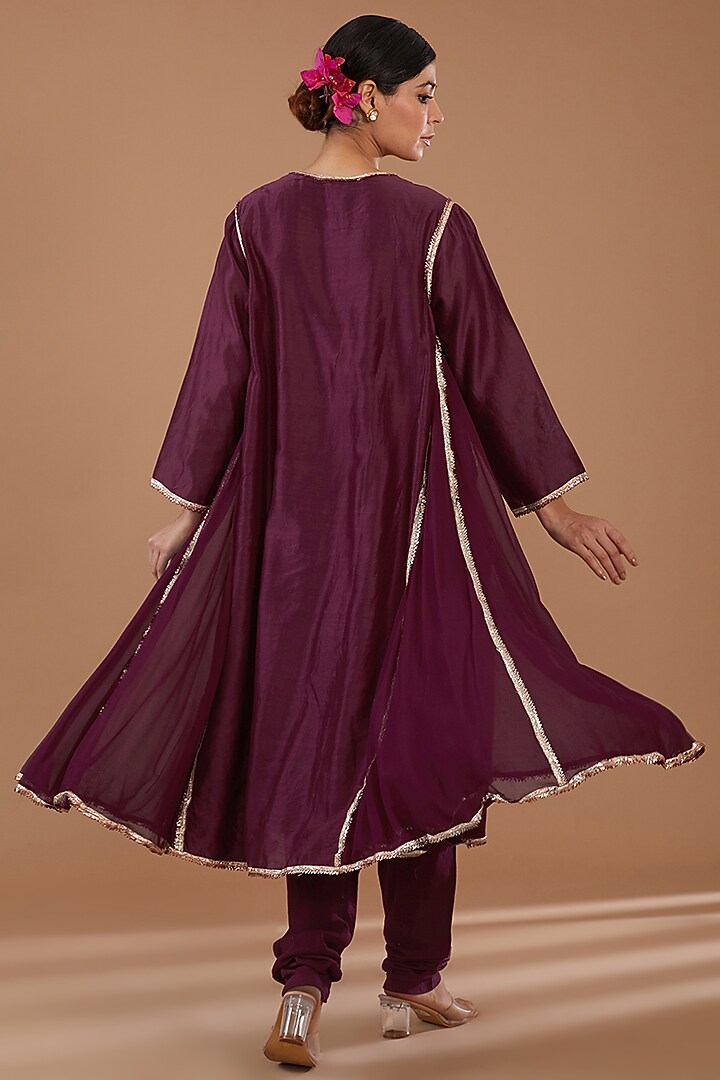 Wine Georgette Gota Anarkali Set by Peenacolada at Pernia's Pop Up Shop