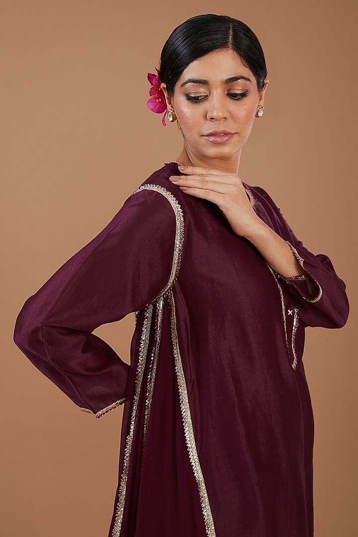 Wine Georgette Gota Anarkali Set by Peenacolada at Pernia's Pop Up Shop