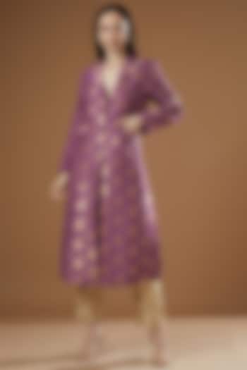 Lilac Silk Brocade Jacket Set by Peenacolada