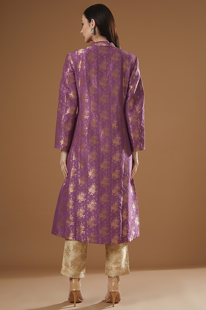Lilac Silk Brocade Jacket Set by Peenacolada at Pernia's Pop Up Shop