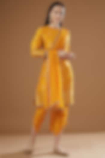 Mustard Silk Dhoti Set by Peenacolada