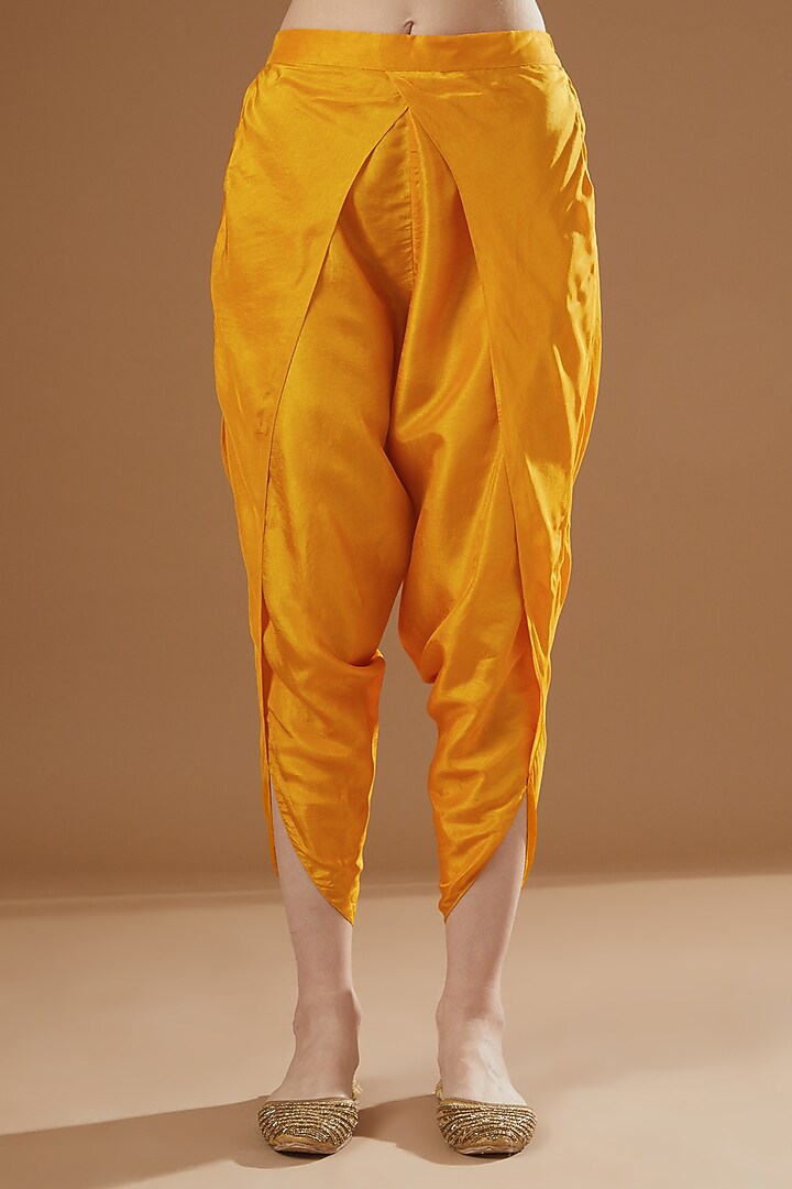 Mustard Silk Dhoti Set by Peenacolada at Pernia's Pop Up Shop