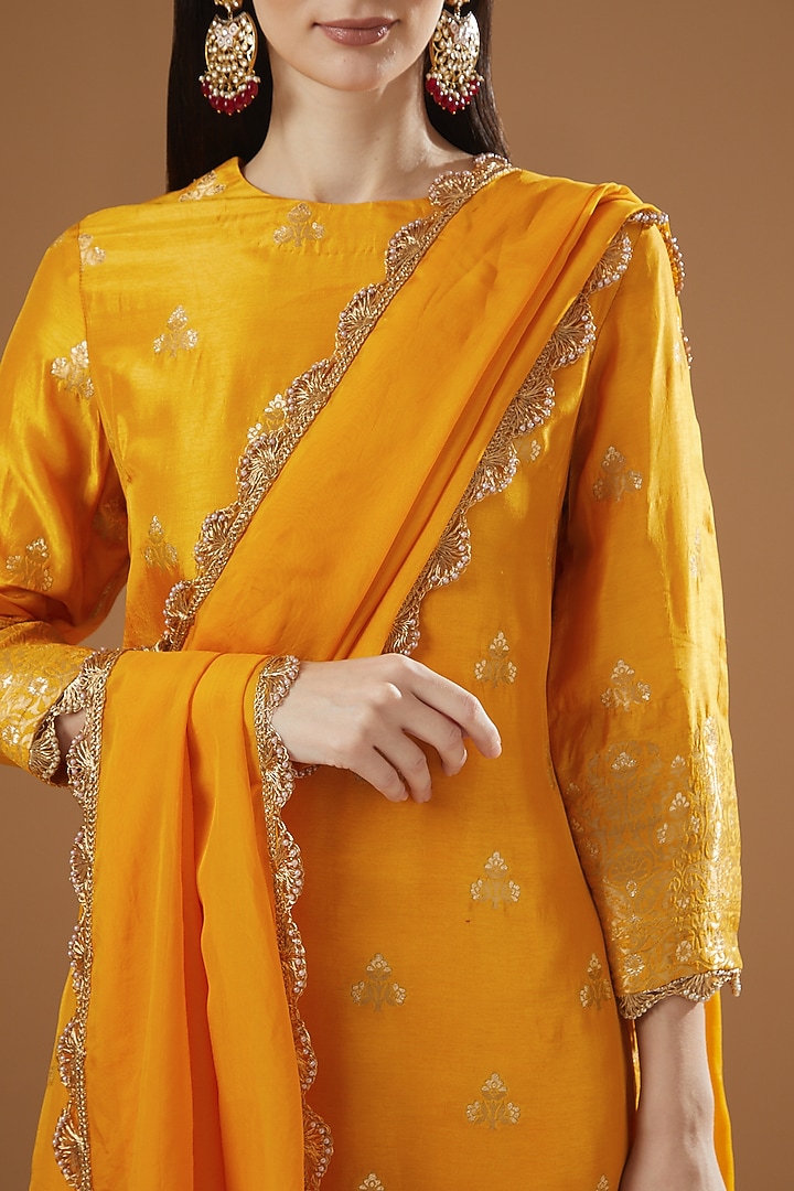 Mustard Silk Dhoti Set by Peenacolada at Pernia's Pop Up Shop