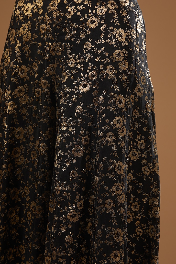 Black Silk Brocade Party Wear Sharara Set by Peenacolada at Pernia's Pop Up Shop