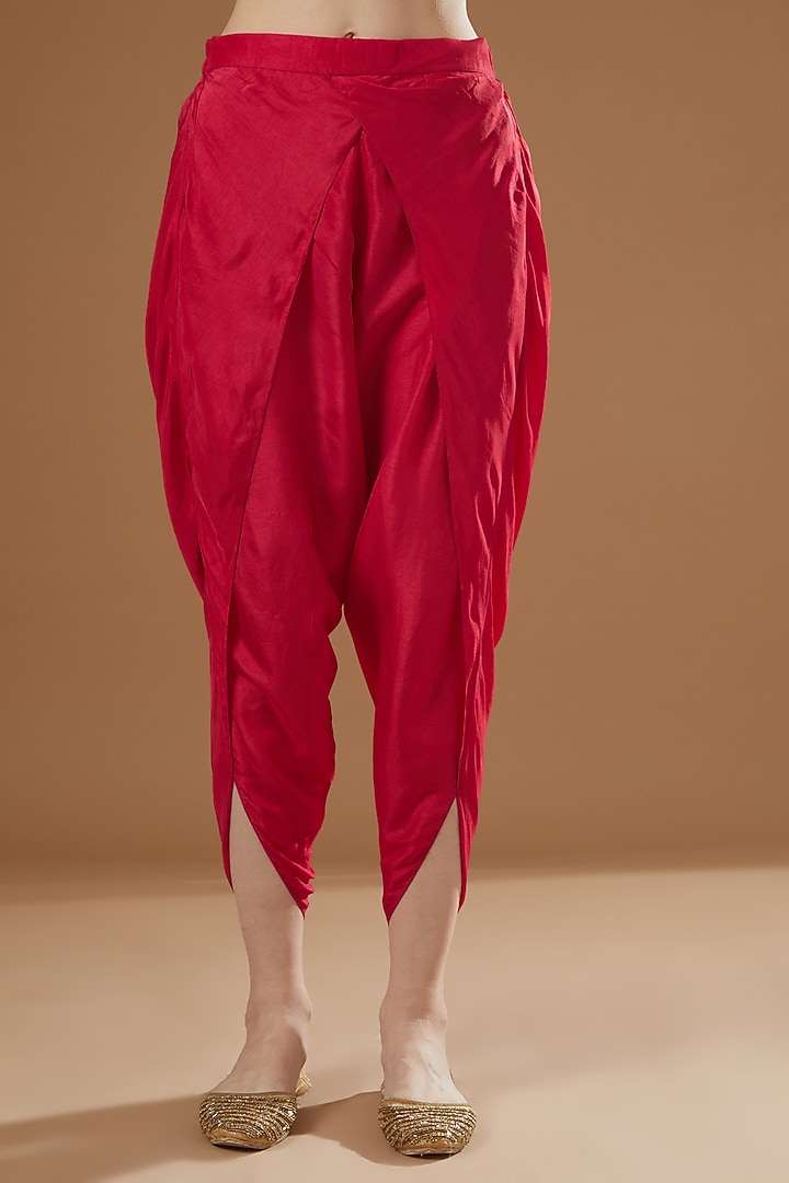 Red Silk Dhoti Set by Peenacolada at Pernia's Pop Up Shop