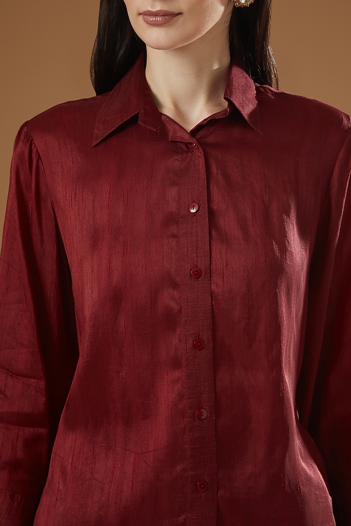 Maroon Silk Co-Ord Set by Peenacolada at Pernia's Pop Up Shop