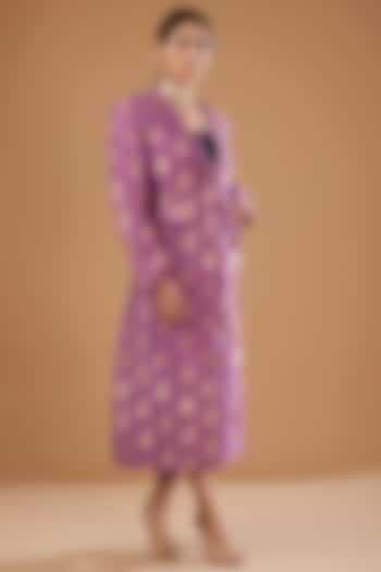 Lilac Woven Silk Brocade Trench Coat by Peenacolada