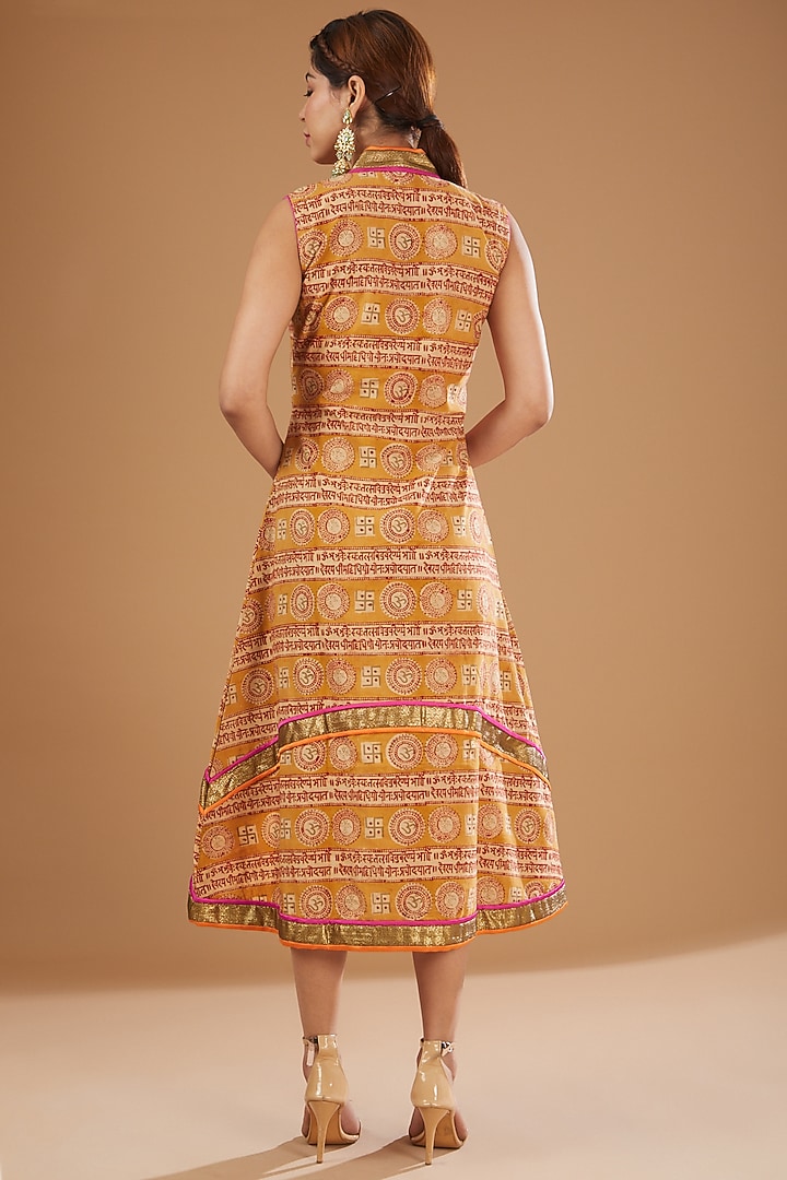 Beige Cotton Printed Asymmetric Summer Dress by Peenacolada at Pernia's Pop Up Shop