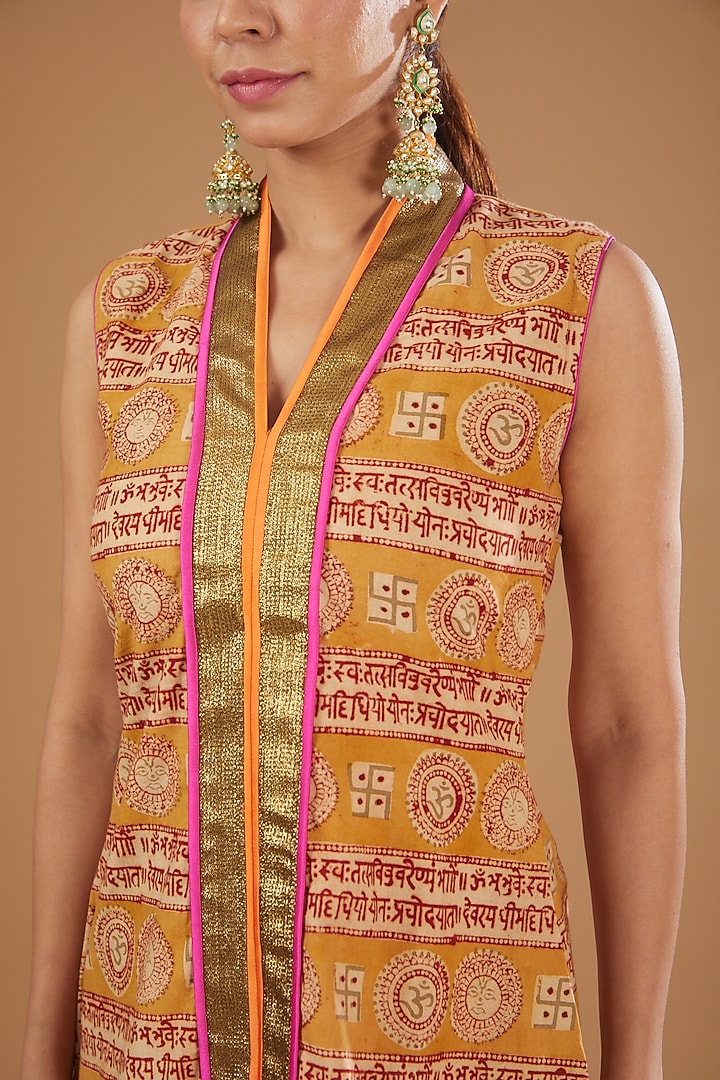 Beige Cotton Printed Asymmetric Summer Dress by Peenacolada at Pernia's Pop Up Shop