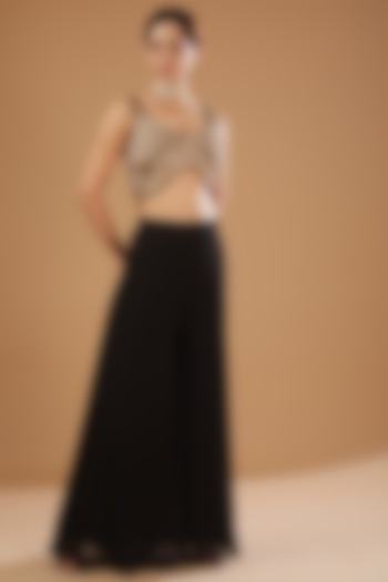 Black Georgette Party Wear Sharara Set by Peenacolada at Pernia's Pop Up Shop