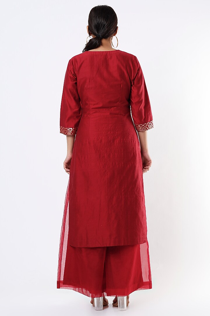 Swan Supima Cotton Red Kurta Set