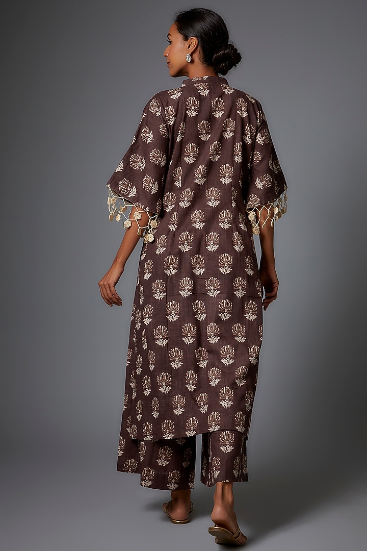 Brown Cotton Printed Kurta Set by Pehnaav at Pernia's Pop Up Shop