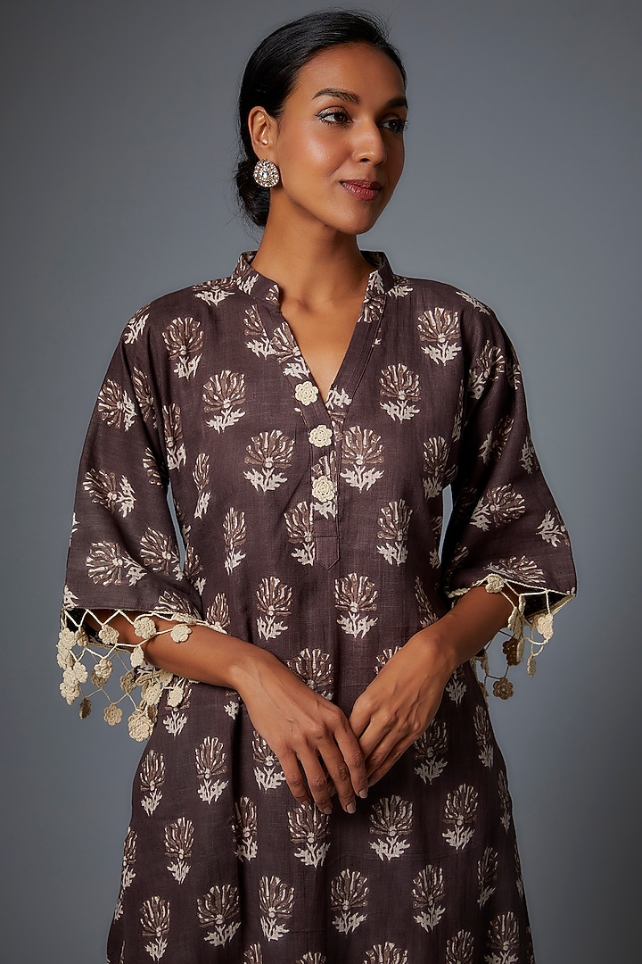 Brown Cotton Printed Kurta Set by Pehnaav at Pernia's Pop Up Shop