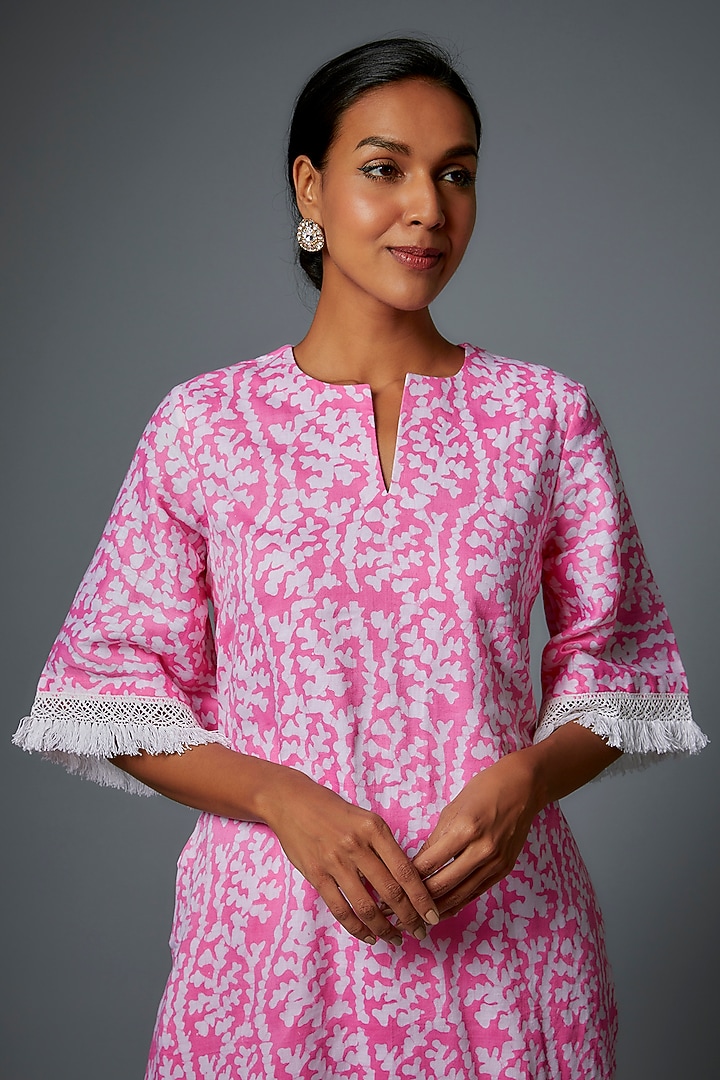 Pink Cotton Printed Kurta Set by Pehnaav at Pernia's Pop Up Shop
