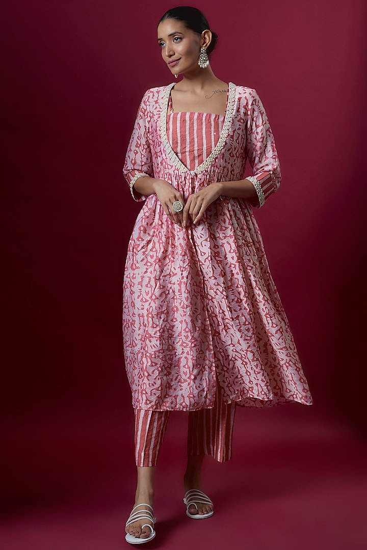 Pink Premium Cotton Kurta Set by Pehnaav
