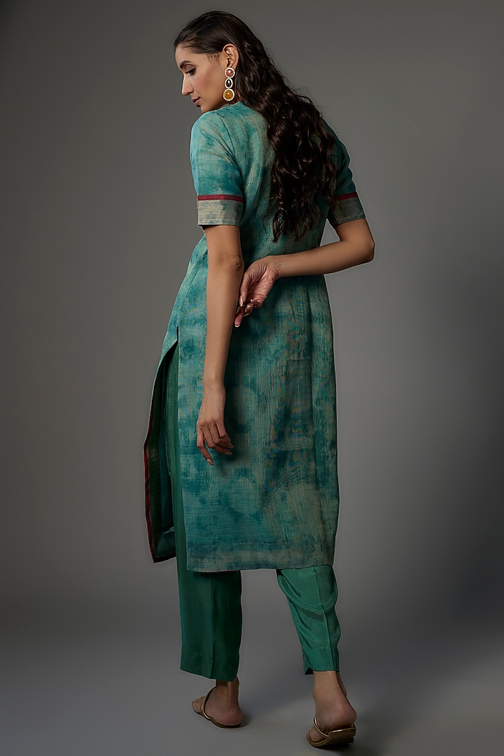 Blue Soft Chanderi Embroidered Kurta Set by Pehnaav at Pernia's Pop Up Shop