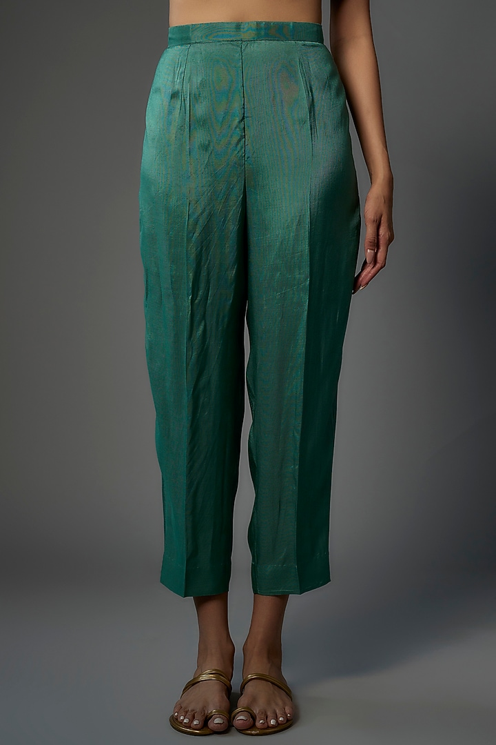Blue Soft Chanderi Embroidered Kurta Set by Pehnaav at Pernia's Pop Up Shop
