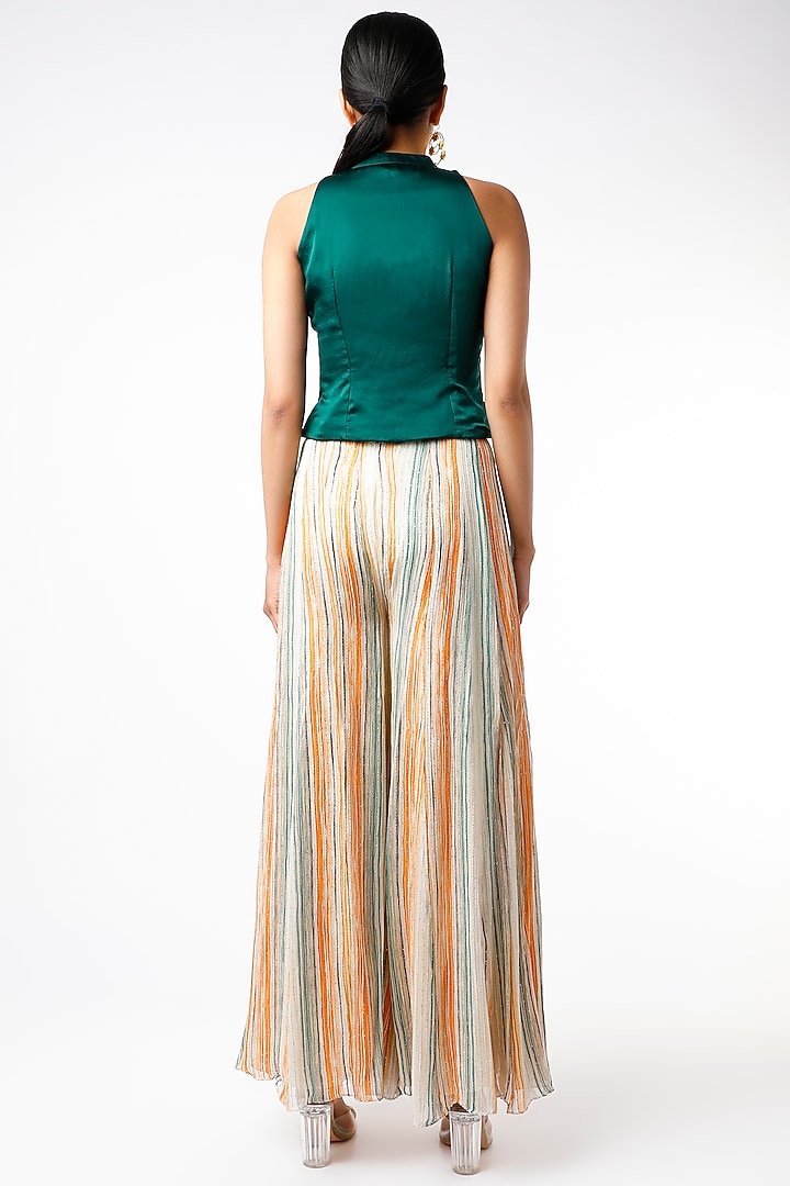 White Sequins Georgette Palazzo Pant Set by Pehnaav at Pernia's Pop Up Shop