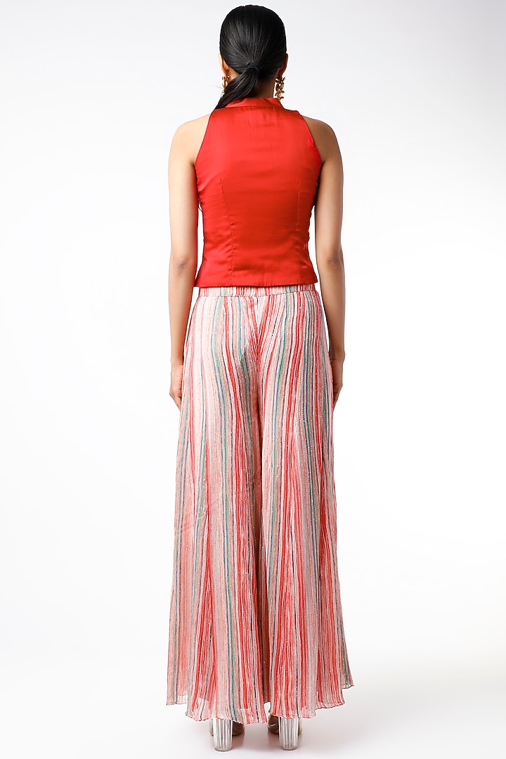 Blush Pink Sequins Georgette Palazzo Pant Set by Pehnaav at Pernia's Pop Up Shop