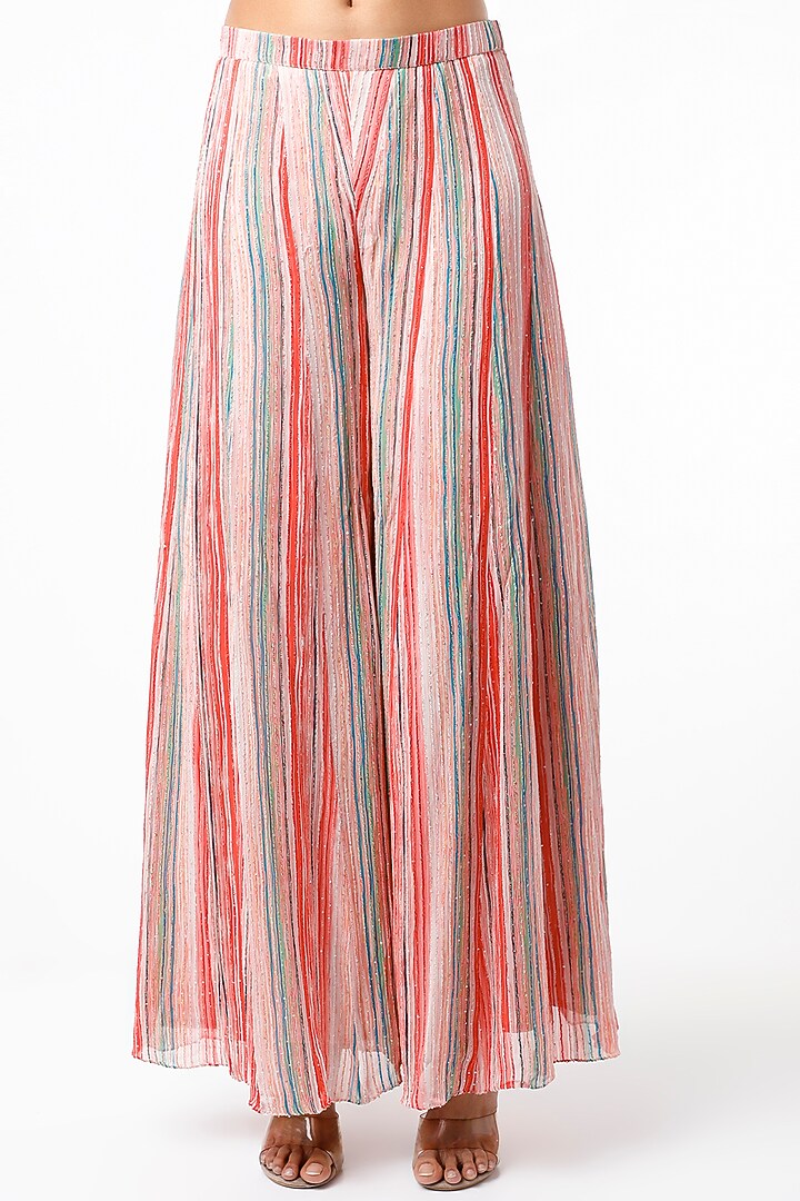 Blush Pink Sequins Georgette Palazzo Pant Set by Pehnaav at Pernia's Pop Up Shop