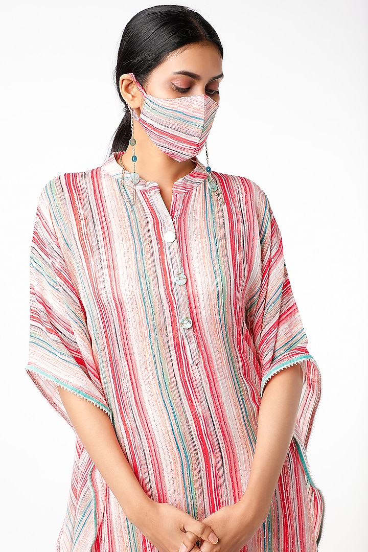 Manahils Pret Casual Georgette Kaftan Pop Of Pink main image 1