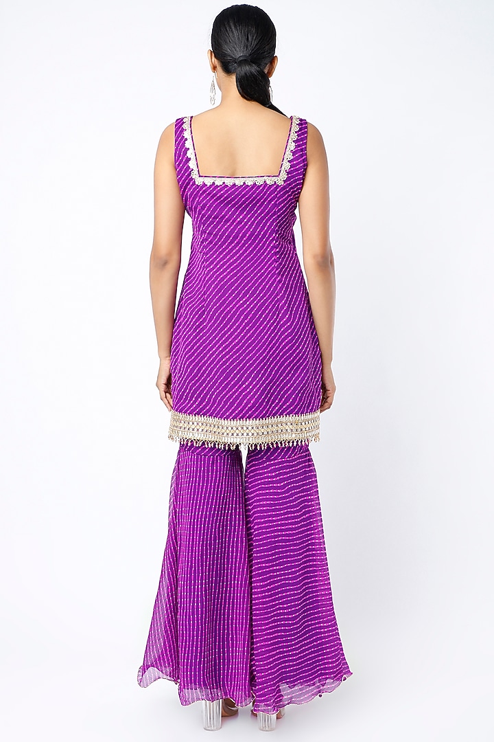 Purple Georgette Sharara Set by Pehnaav at Pernia's Pop Up Shop
