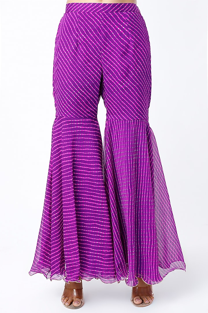 Purple Georgette Sharara Set by Pehnaav at Pernia's Pop Up Shop