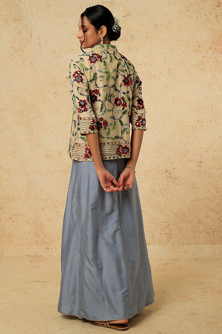 Cobalt Blue Cotton Silk Skirt Set by Pehnaav at Pernia's Pop Up Shop
