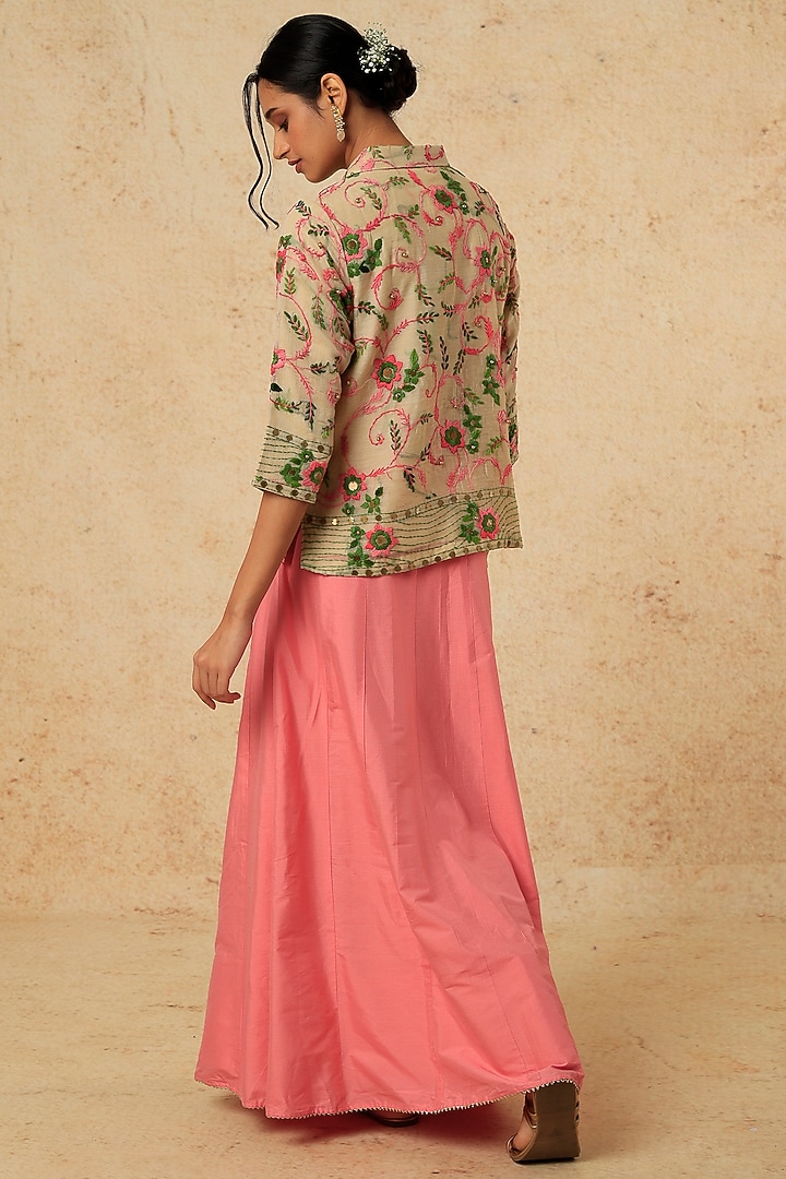 Blush Pink Cotton Silk Skirt Set by Pehnaav at Pernia's Pop Up Shop
