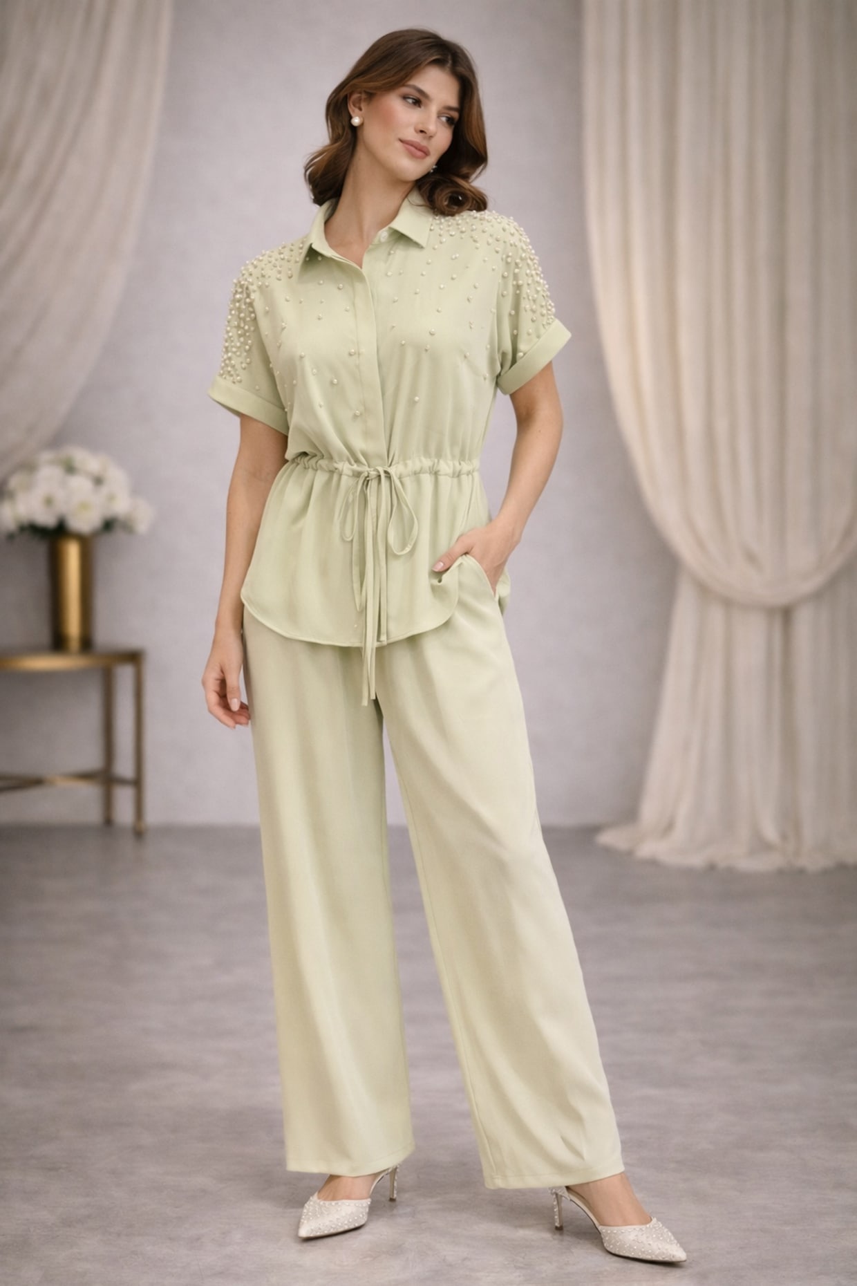PEHR ARORA Mint Green French Twill Co-Ord Set