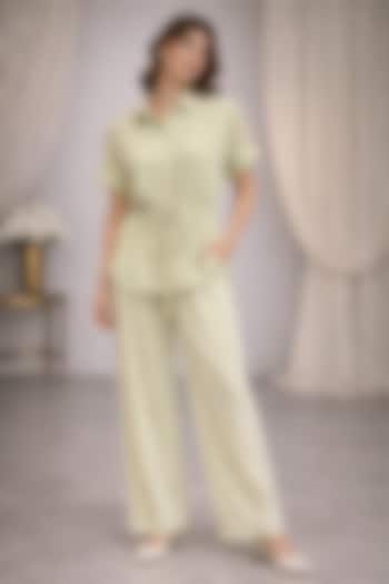 Mint Green French Twill Co-Ord Set by PEHR ARORA at Pernia's Pop Up Shop