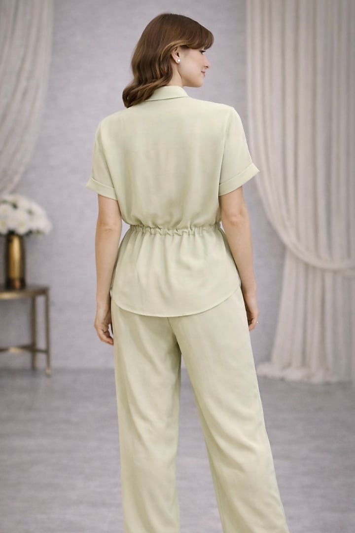 Mint Green French Twill Co-Ord Set by PEHR ARORA at Pernia's Pop Up Shop
