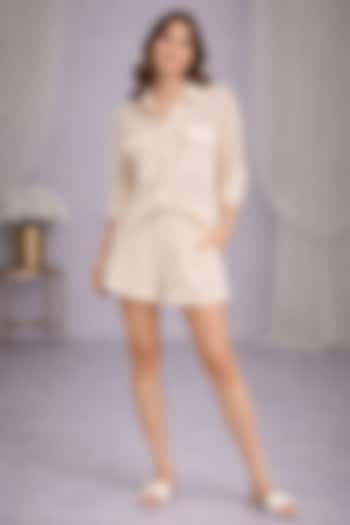 Cream Crochet Co-Ord Set by PEHR ARORA at Pernia's Pop Up Shop