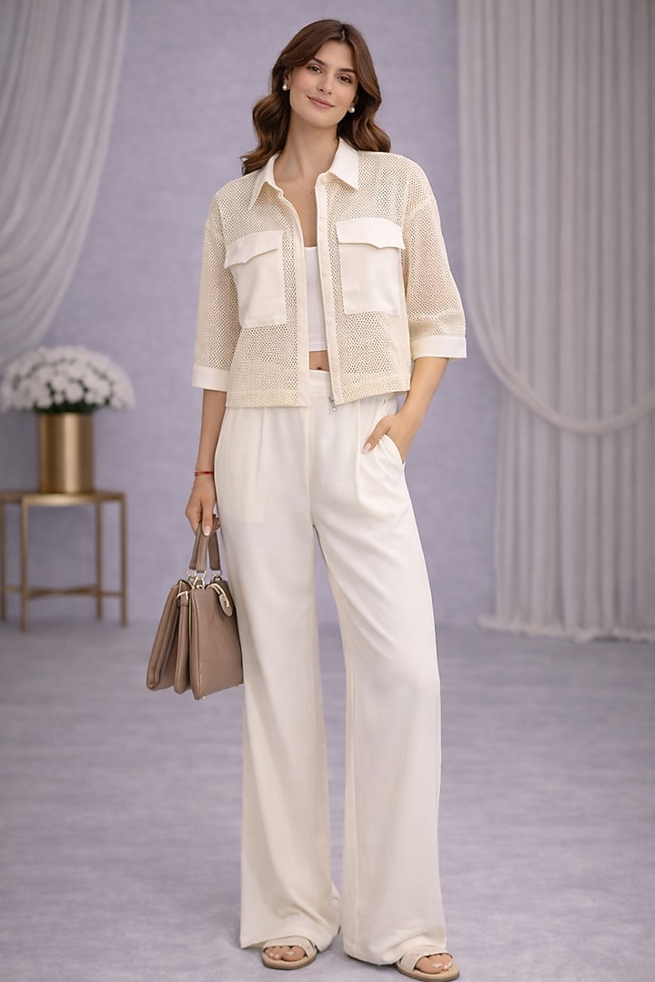 Cream French Twill Co-Ord Set by PEHR ARORA at Pernia's Pop Up Shop