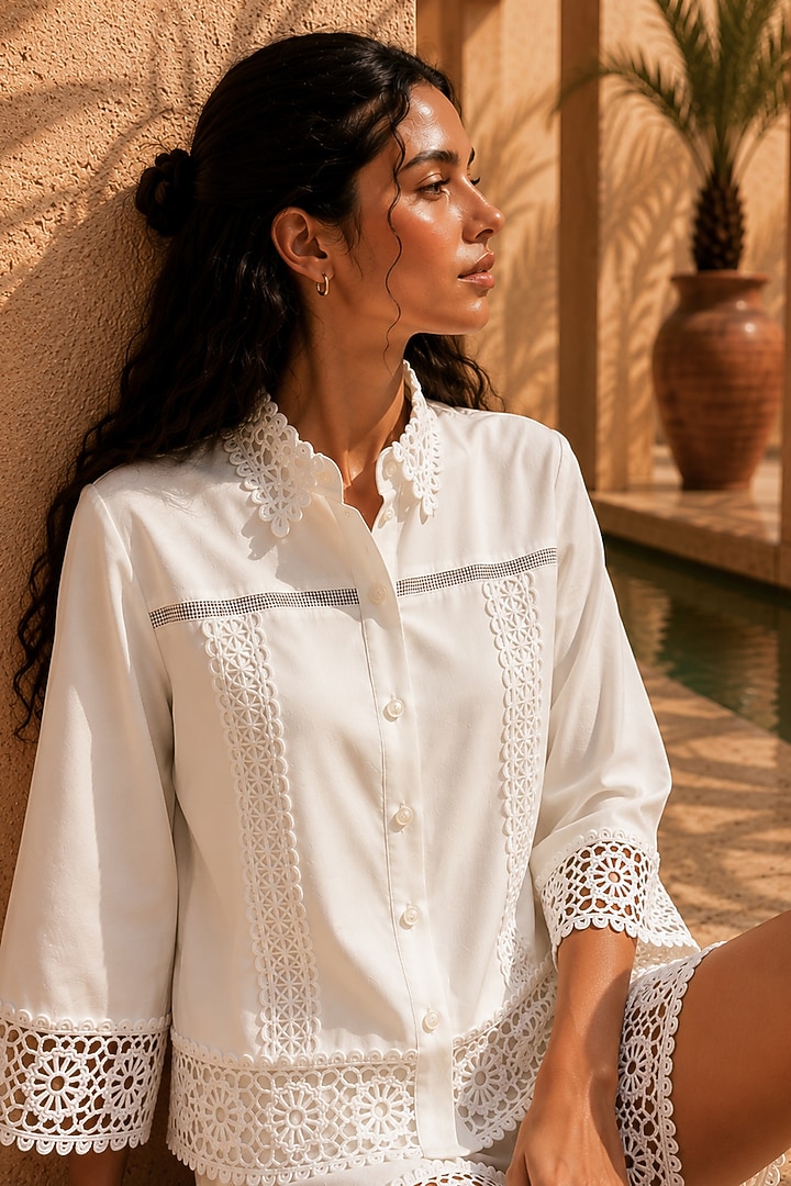 White French Twill Co-Ord Set by PEHR ARORA at Pernia's Pop Up Shop