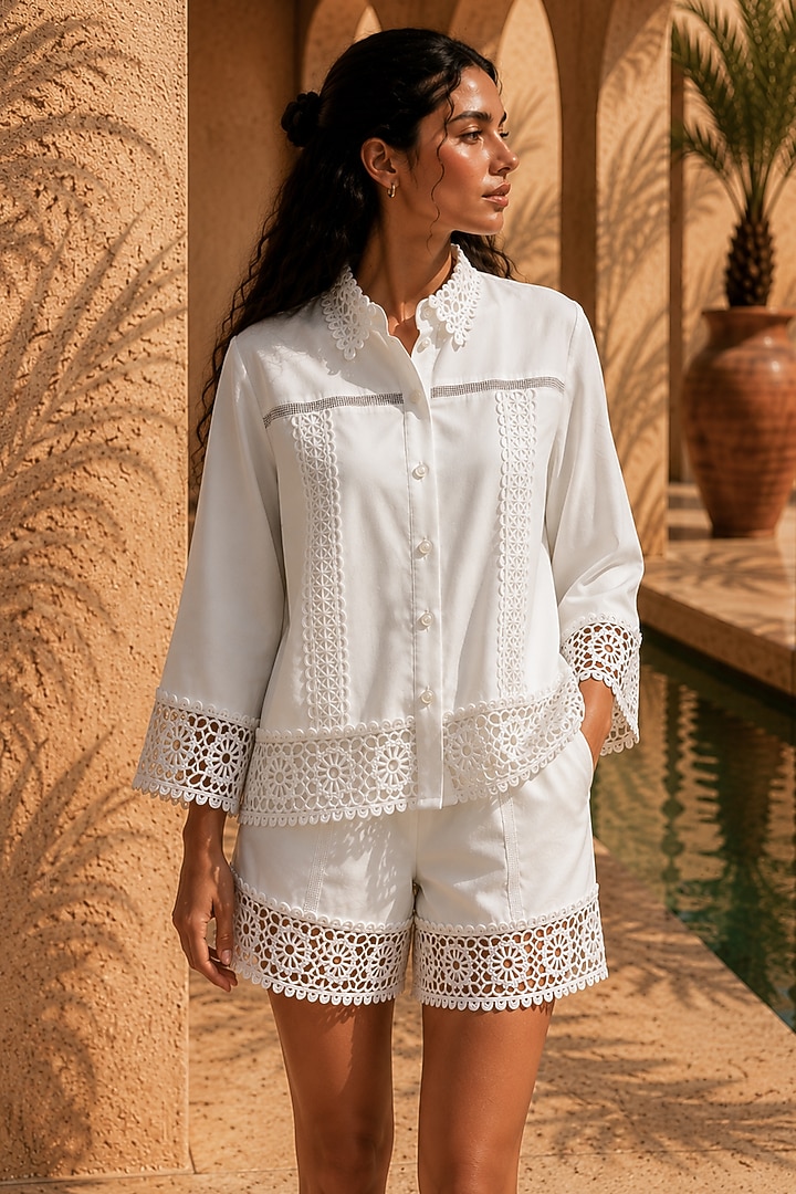 White French Twill Co-Ord Set by PEHR ARORA at Pernia's Pop Up Shop