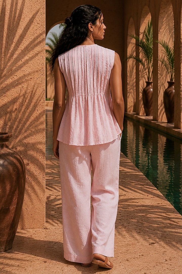 Baby Pink Linen Co-Ord Set by PEHR ARORA at Pernia's Pop Up Shop