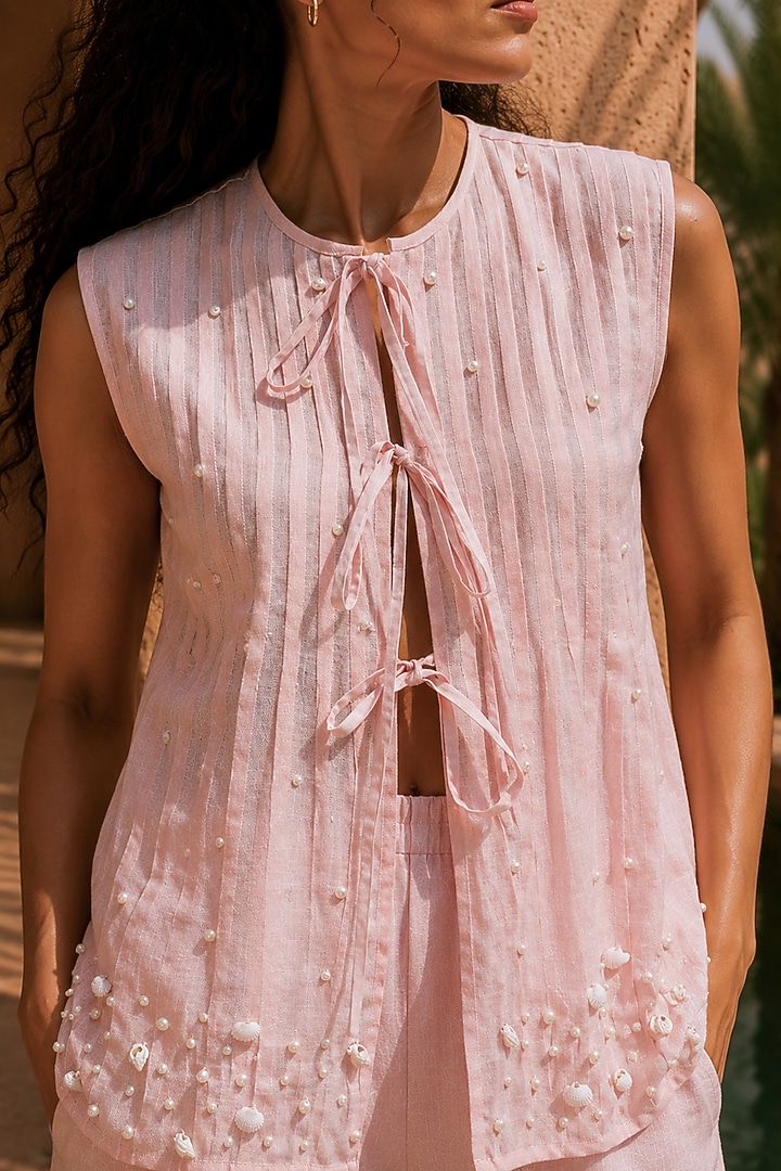Baby Pink Linen Co-Ord Set by PEHR ARORA at Pernia's Pop Up Shop